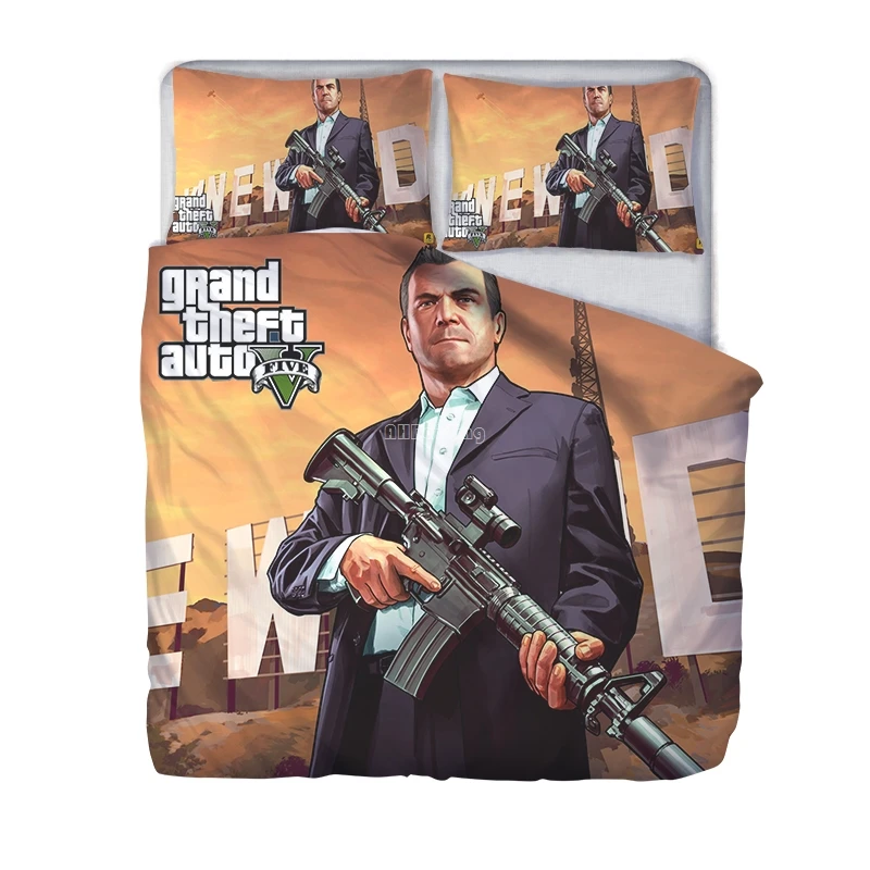 Комплект постельного белья Grand Theft Auto популярная игра GTA V с 5 узорами пододеяльник
