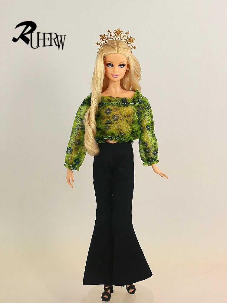 Комплект одежды для куклы Барби блузка брюки платье шорты юбка 10 туфель набор