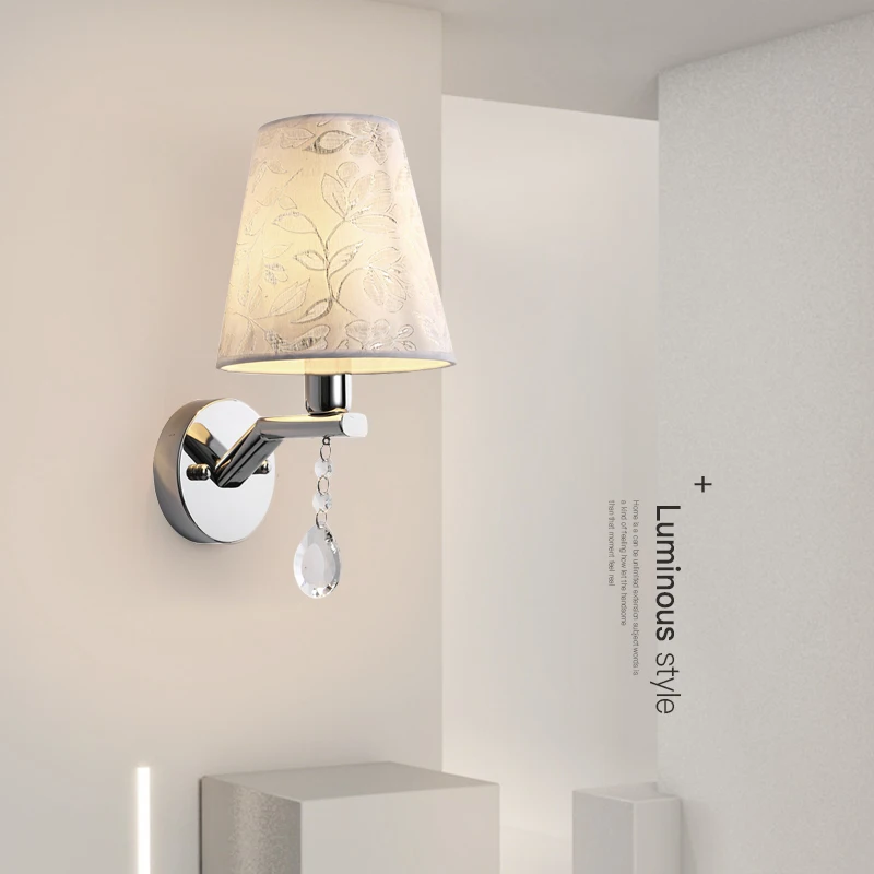 Настенный светильник E14, тканевый абажур для спальни, прикроватный светильник для балкона, 110 В/220 В от AliExpress WW
