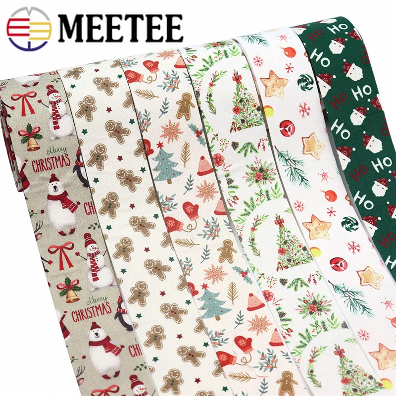 

5Meters Meetee 10/25/38mm Grosgrain Ribbon Christmas Embossing strip DIY Craft Hair Decor Gift Packing Ribbons for Bows Material