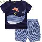 Летняя одежда с короткими рукавами для малышей хлопковое нижнее белье для мальчиков и девочек, костюм для детей, два комплекта одежды для маленьких мальчиков, одежда