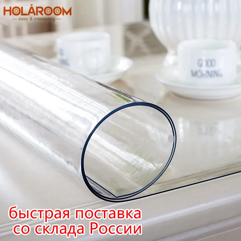 Holaroom скатерть из мягкого стекла прозрачный ПВХ скатерть жиронепроницаемый, водонепроницаемый 1 мм скатерть для кухни обеденный Свадебный декор