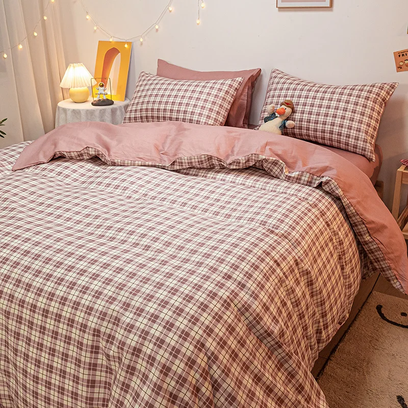 

Northern Europe Summer Cotton Four-piece Set Pure Cotton Bed Sheet Sheet Quilt Cover Dormitory Quilt Cover 3 4-piece Set Bedding
