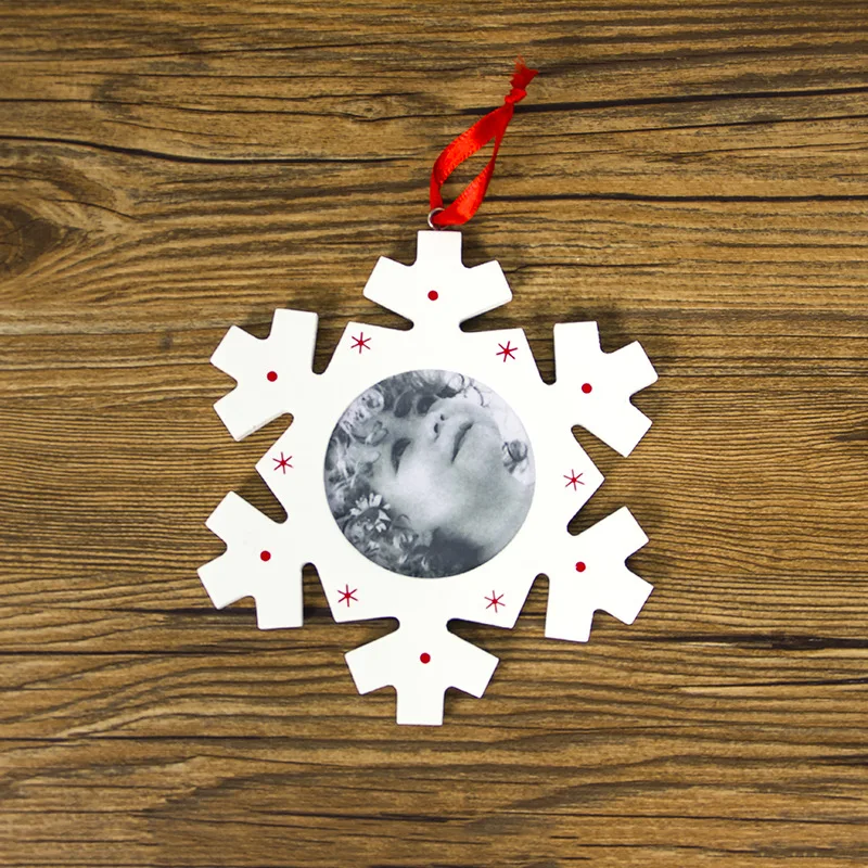 Snowflake Рождественские украшения для дома DIY деревянная подвесная фоторамка Jingle подвеска-колокольчик современные фоторамки Новогодние украшения - Цвет: Snowflake