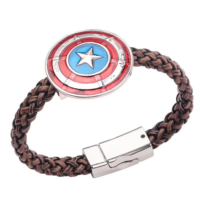 Marvel The Avengers Железный человек Тор молот Капитан Америка кожаный браслет винтажный плетеный браслет с топором для мужчин - Окраска металла: SL300