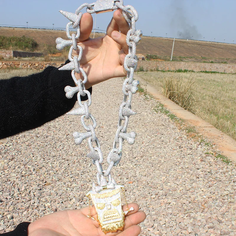 Цепочка Trippie в красном стиле и сверкающий кулон панк чокер с заклепками