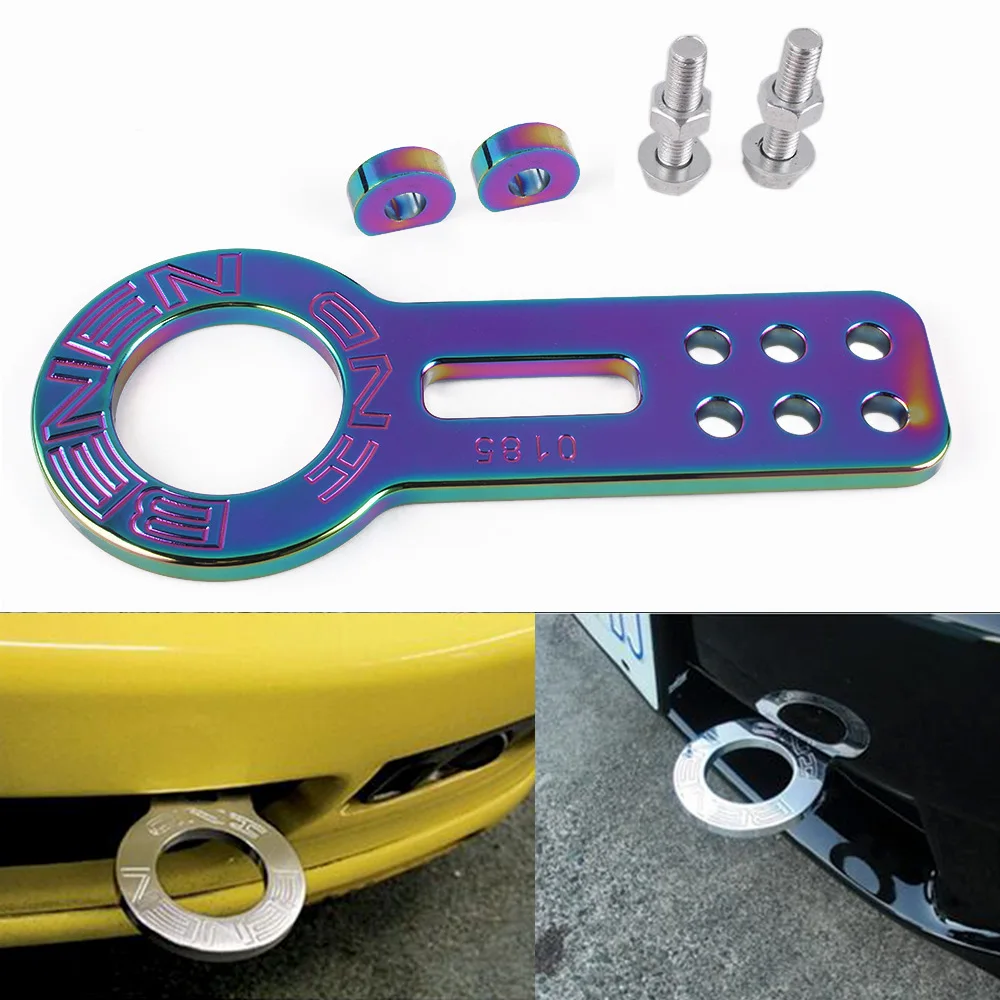 BENEN Universal Racing car Front Tow Hook Fit for Car Auto Trailer Ring JDM Style Anodized Colorful RS-TH001