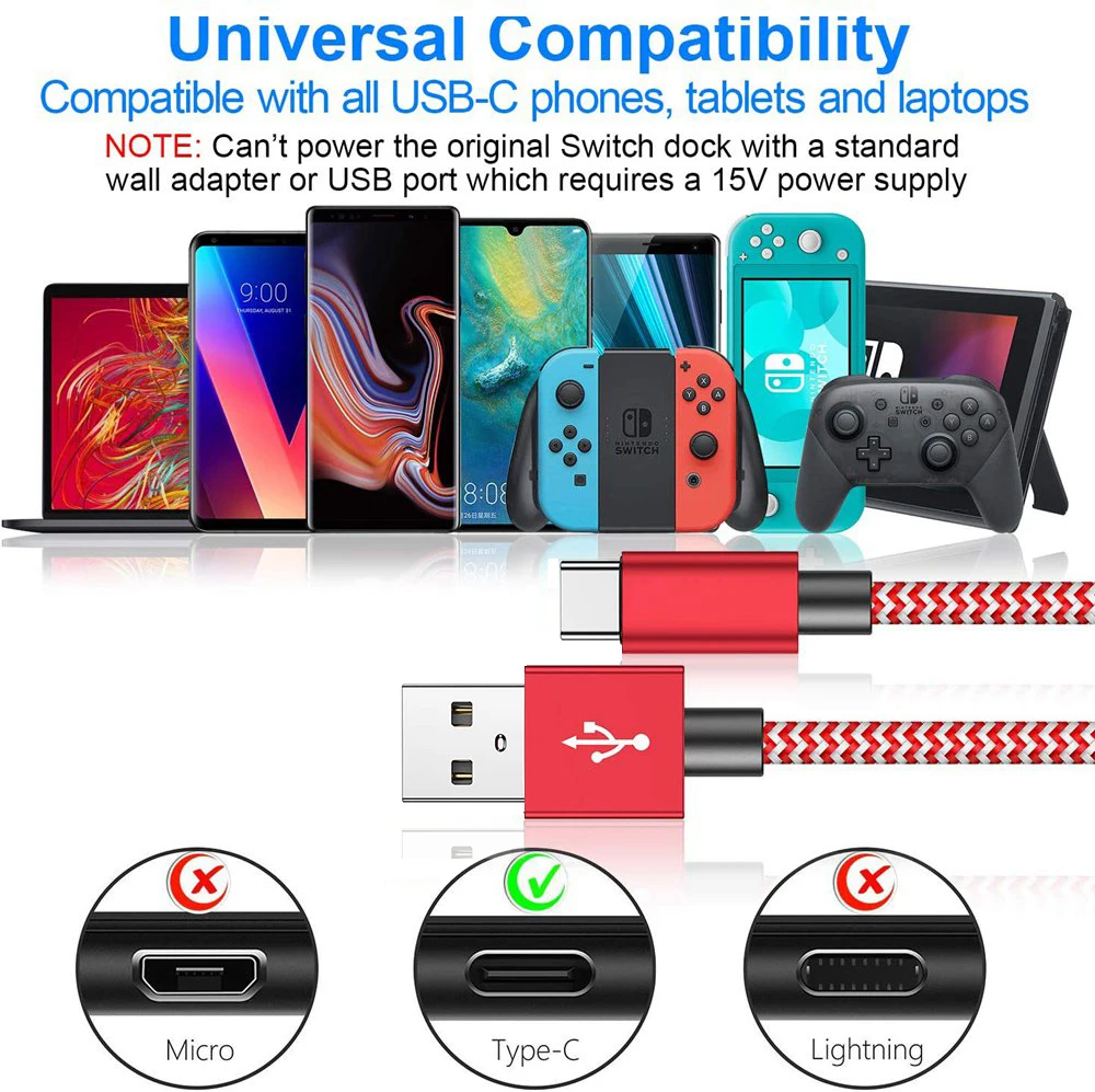 2 шт Кабель с разъемом USB Type C для переключатель питания быстрой зарядки и Lite