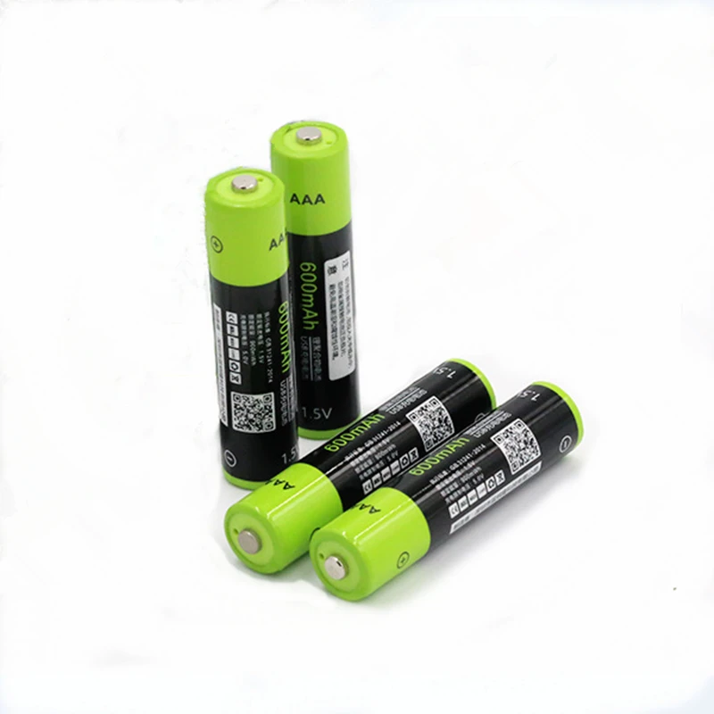 4PCS Battery Горячая ZNTER 1,5 V AAA перезаряжаемая батарея 600 mAh USB перезаряжаемая литий-полимерная батарея Быстрая зарядка через кабель Micro USB - Цвет: 4PCS Battery