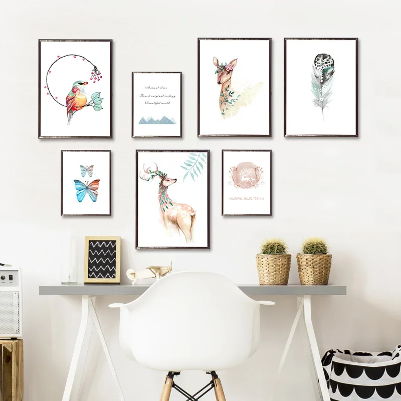 

Nordic Style Deer Wall Stickers for Living Room Bedroom Dining Room Kitchen Kids Room Wall Decals Door Murals Self Adhesive