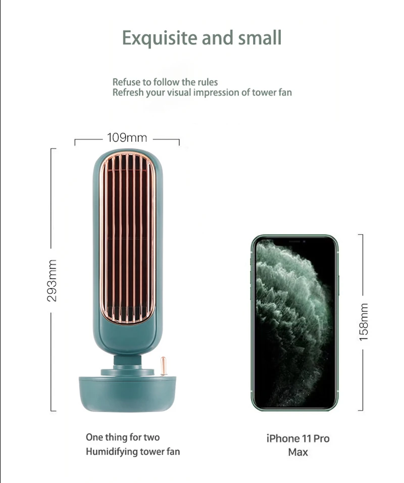 

New Air Cooler Fan USB Leafless Cooling Fan Multifunctional Desktop Silent Air conditioner Humidifier Home Office