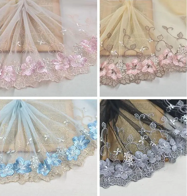 1 метр высшего класса розовый синий сетчатый цветок Водорастворимая Вышивка