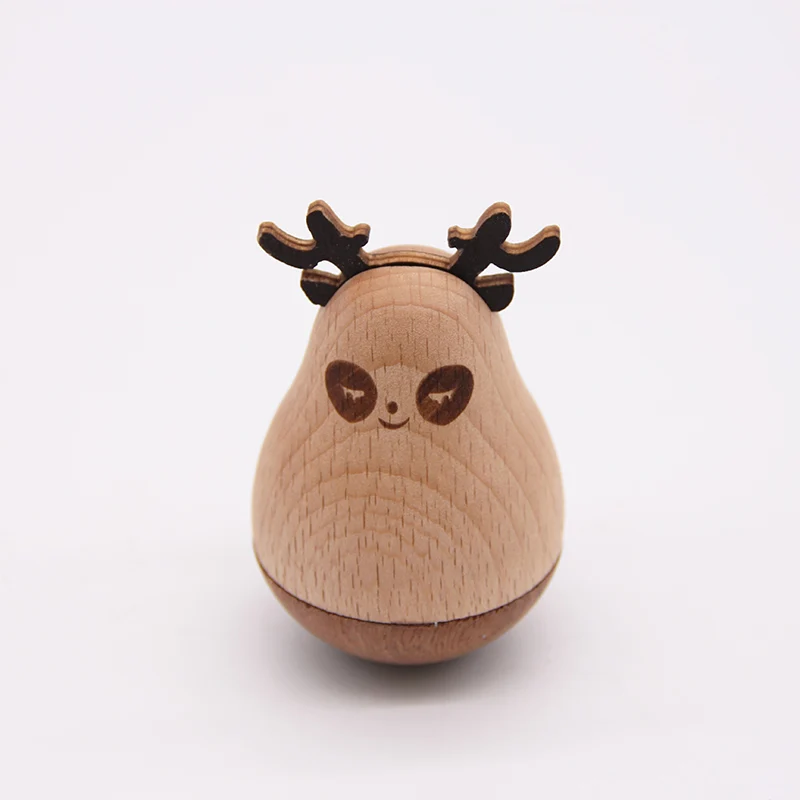 

Handmade Small animal Wood Crafts Mini Funny Roly-Poly Toys Birthday Gift Decor Decorations Party Cartoon Wooden Tumbler