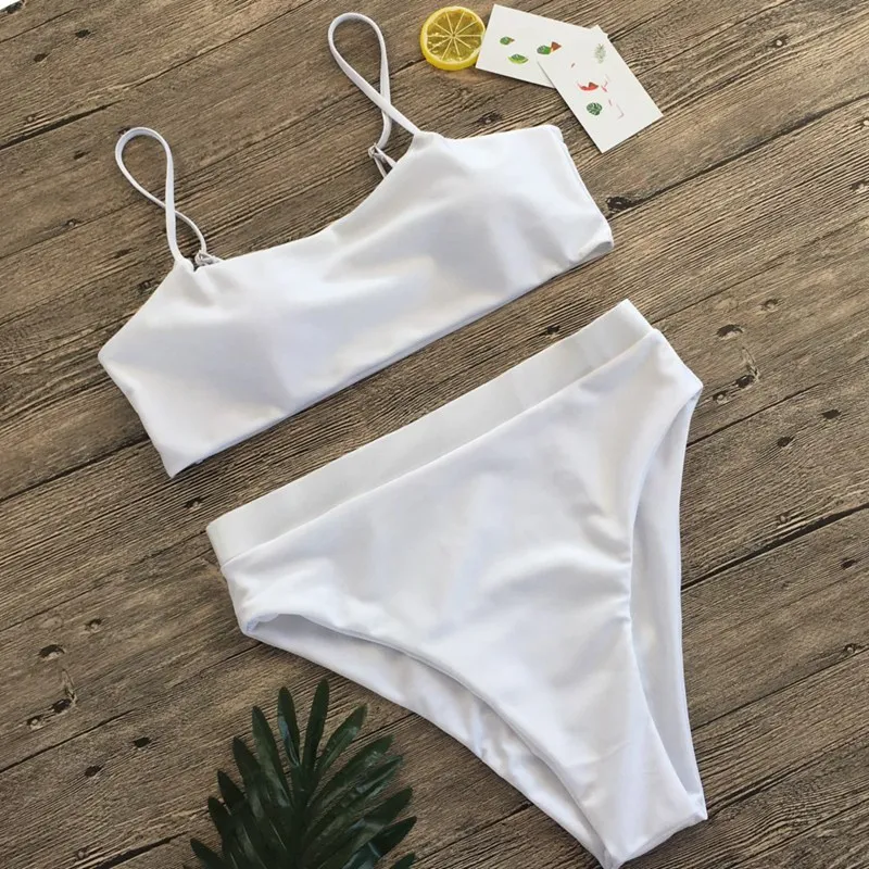

Sexy Bikinis Solid Push Up Bikini 2021 Hot Sale Padded Bra Straps High Waist Swimsuit Beach Swiming Wear Female Women Biquini