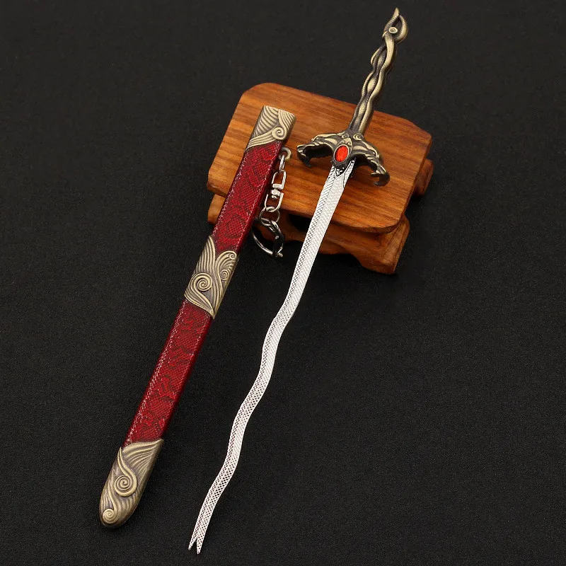 

Alloy 22cm Peripheral Gold Snake Sword Unblade Full Metal Weapon Model Exquisite Keychain Pendant Decoration Birthday Gift Toy