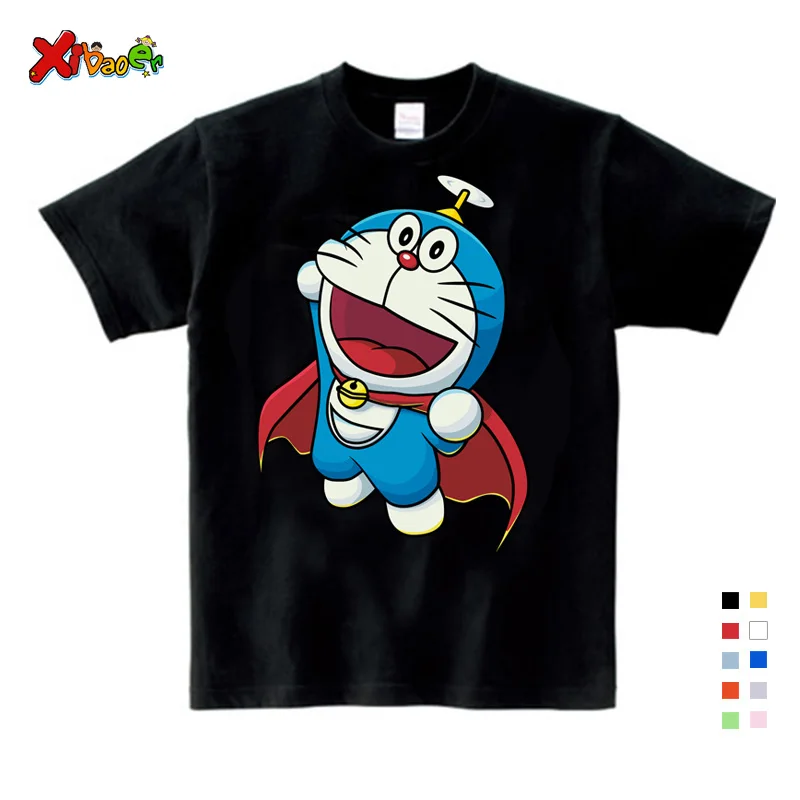 Распродажа летняя новая футболка с мультяшным принтом Doraemon одежда для мальчиков