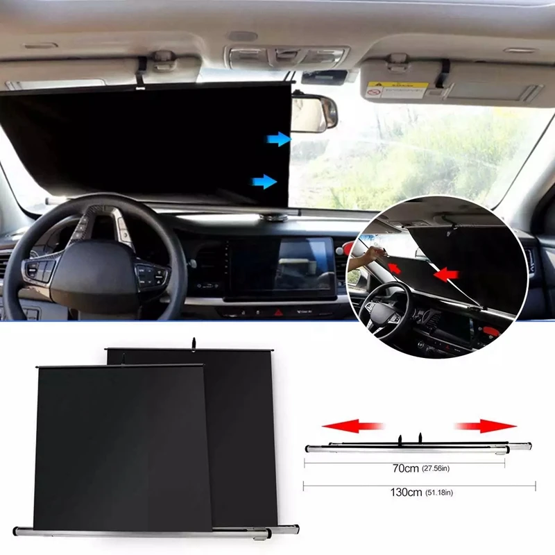 

Left Right Telescopic Car Sun Shade Sun Shade Car Window Curtain Sunshade Reflective Aluminum Foil Thermal Insulation