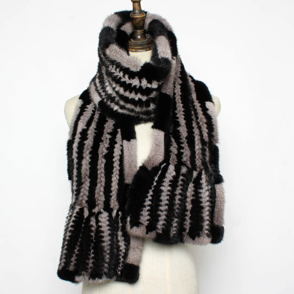 Шарф женский из натурального меха норки зимний теплый длинный |