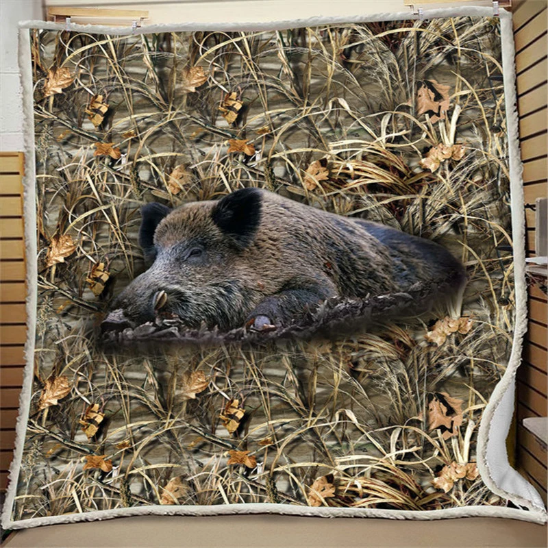 

Boar Hunting Blanket Huntress Printing Child Adult Thick Quilt Home Life Picnic Travel Fashion Throw Blanket Drop Shipping
