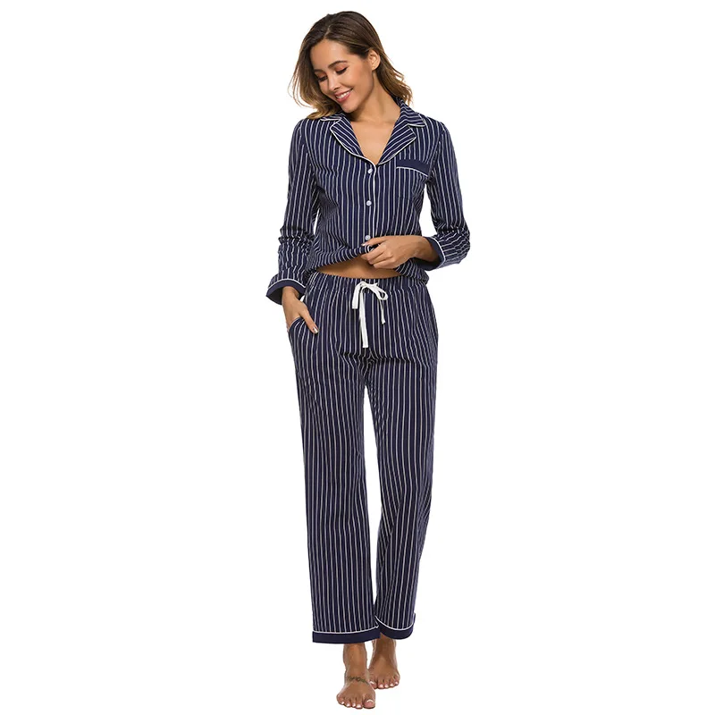 Women Pajamas Set Cotton Long Sleeve Pyjamas Pajamas Set Long Pants Pajamas for women