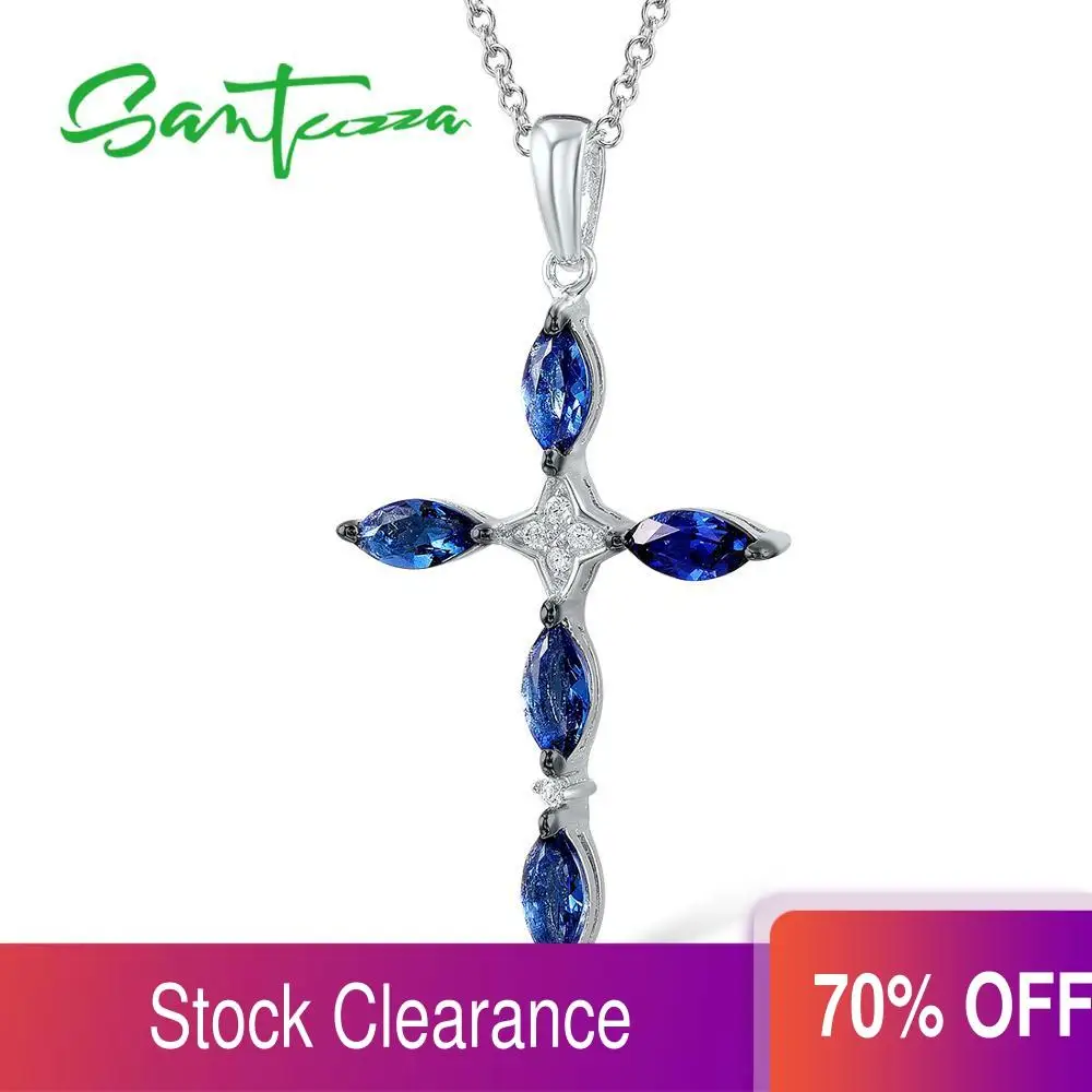 Серебряный кулон Santuzza в виде креста подходит для ожерелья цепочки с белым