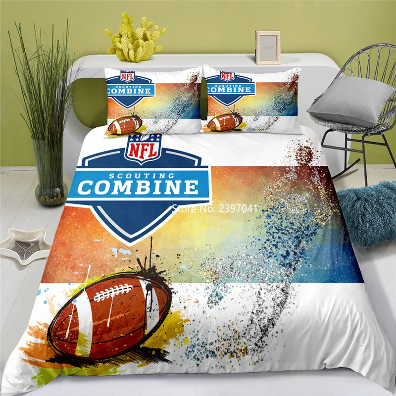 

Home Spinned Down Quilt Cover Pillowcase Rugby Player 3D Bedding Set High Quality Deluxe 2-3 Piece Single Double Queen King