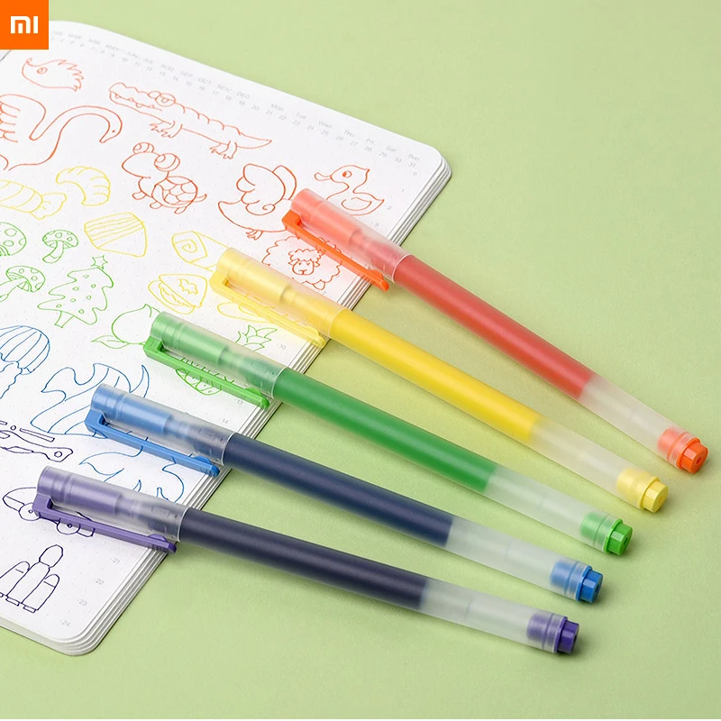 

NEW2022 new Xiaomi Mijia Durable sign Pen 10pcs/set 0.5mm MI Kaco Ballpoint pen Core Signing Pen Refill Black red colorful