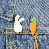 cute cartoon carrot bunny brooch bag clothes backpack lapel enamel pin badges animal jewelry gift for friends women accessories