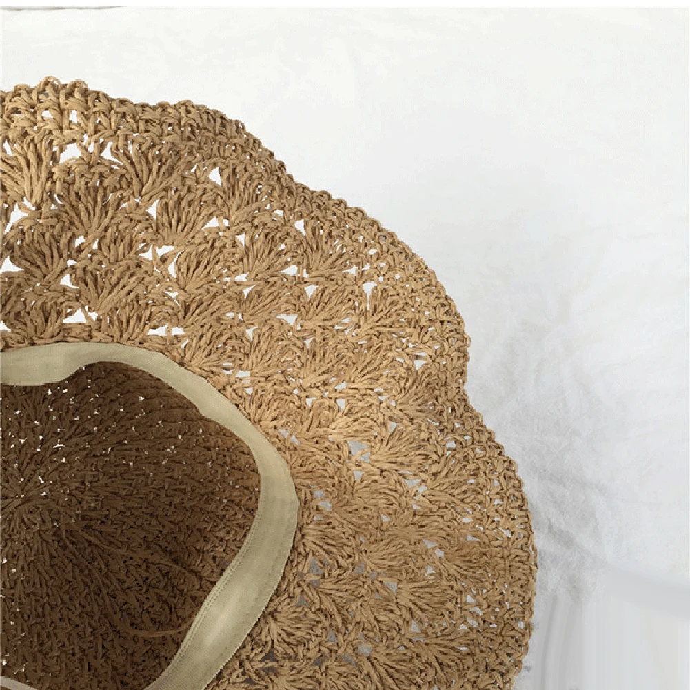 

Women Foldable Handmade Straw Weave Wide Brim Sunscreen Hat Cap Beach Sunhat summer hat cap Hat Cap Sunhat summer hat cap Hat