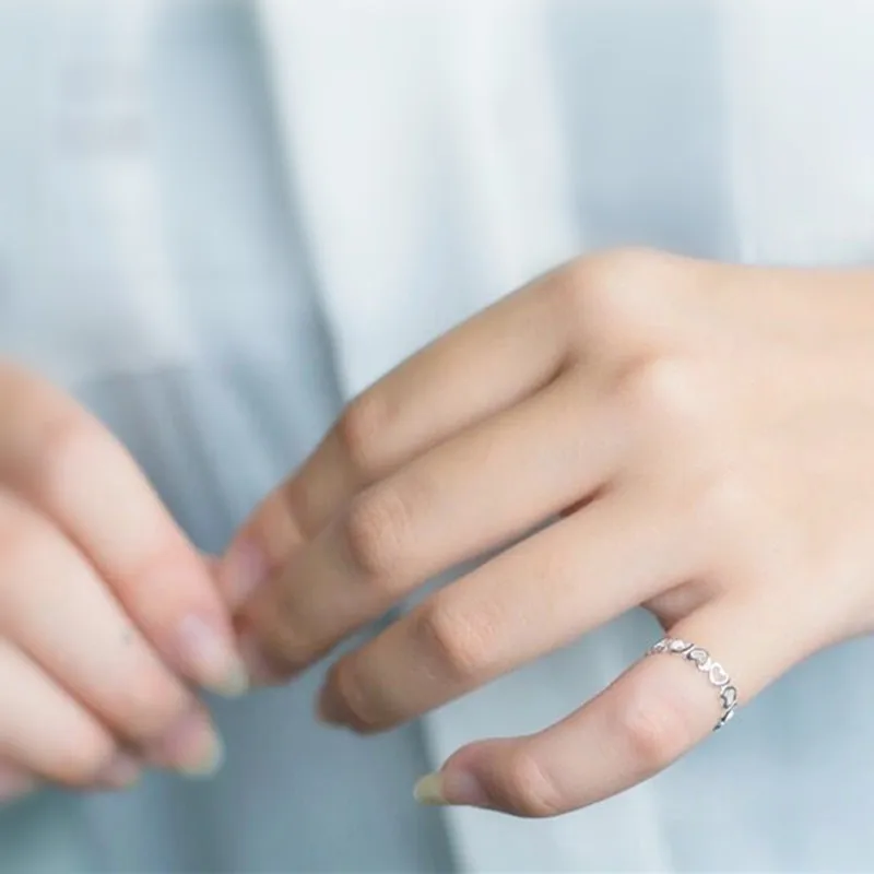 

Vintage Retro 925 Sterling Silver Adjustable Love Heart Rings For Women Female Fashion Punk Jewelry 2020