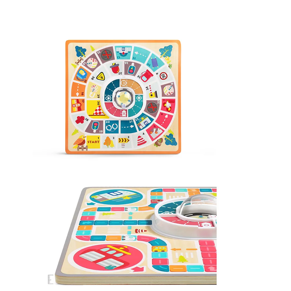 

Auto City Flying Chess Theme Wooden Toy Board Game Double-Sided Board Children Parent-Child Educational Toy Flying Chess Set