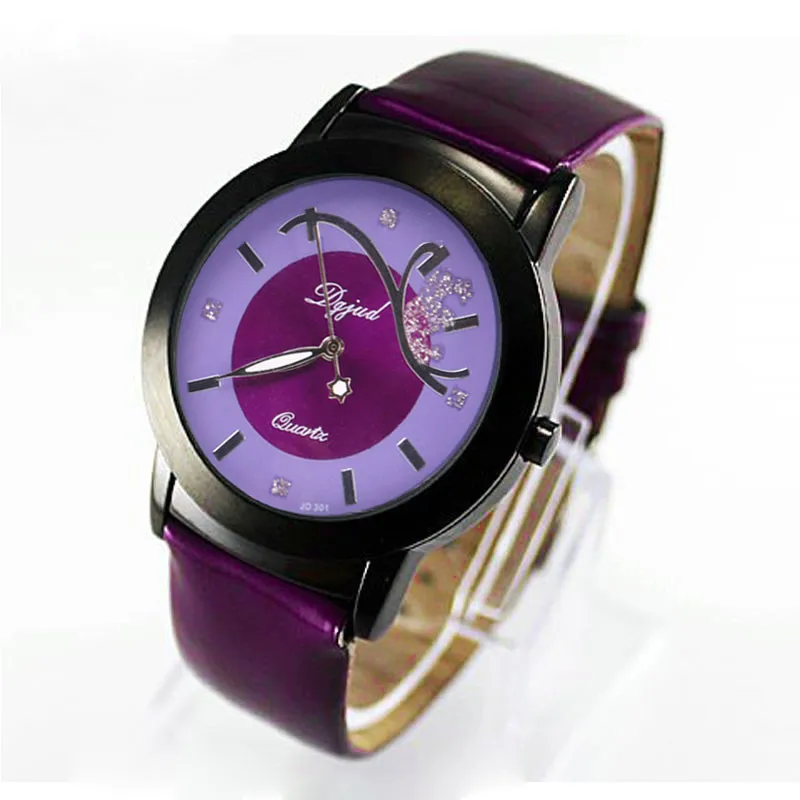 

Fashion Girl Women Men Luxury Diamond Pretty Quartz Wrist Watch Purple Waterproof Luxury Universal Hot Brand student Study Clock