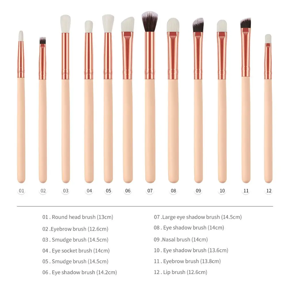 Набор кистей для теней век 12 шт. набор макияжа растушевки подводки помады кисти