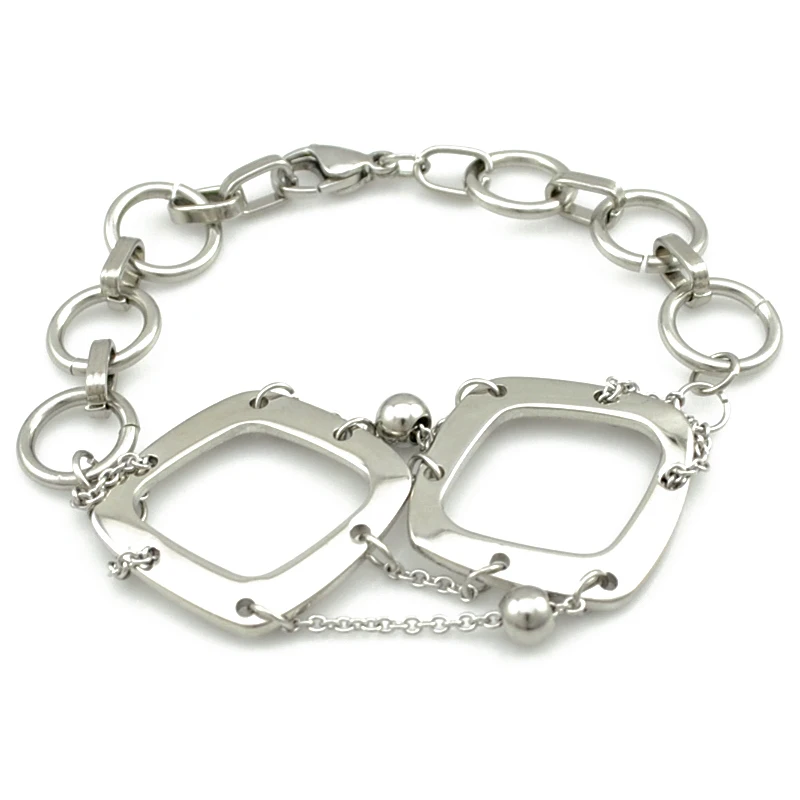 AMUMIU модный браслет из нержавеющей стали для женщин Двойной ромб новые женские