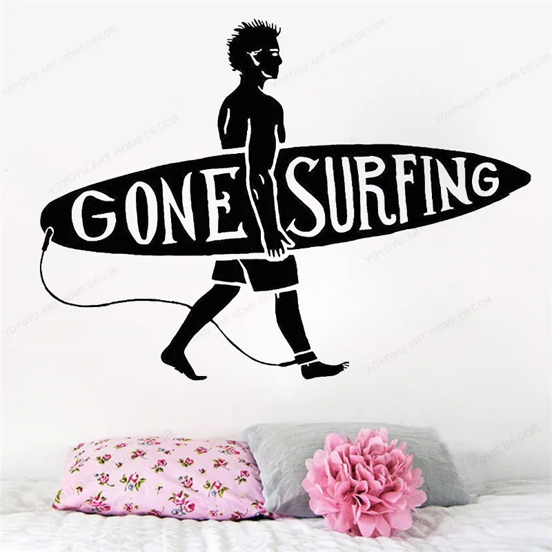 

Sport Wall Decal Surf Beach Vinyl wall sticker cone surfing decor Home Bedroom Decoration Surfer art mural HJ796