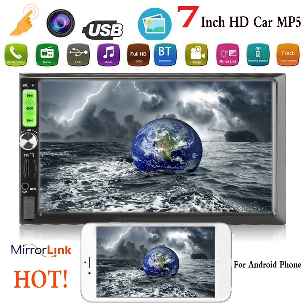 

2 DIN 7- , Bluetooth, MP5- , FM