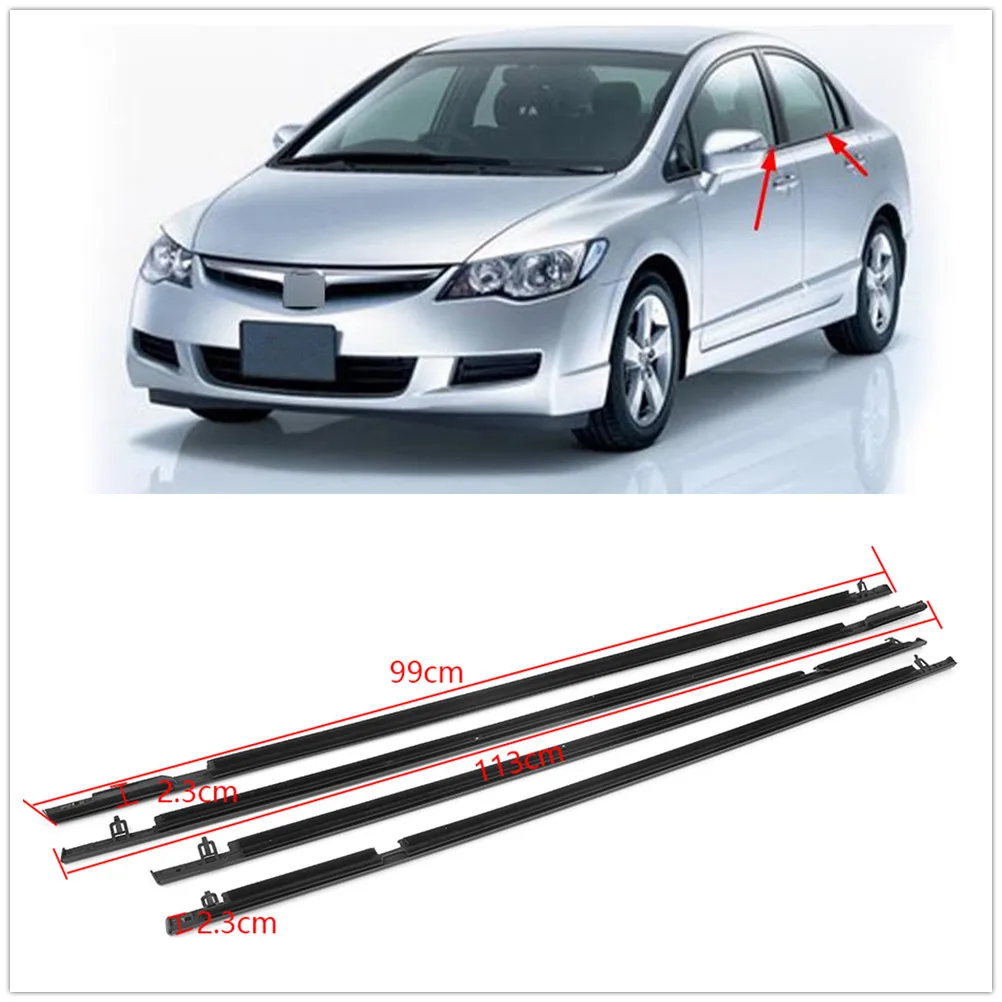 

For Honda Civic 2006 2007 2008 2009 2010 2011 Car Exterior Window Weatherstrip Seal Strip Trim Black Door Outside Sealing Gasket