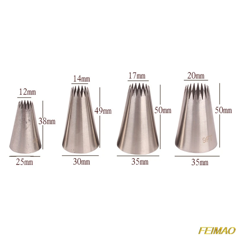 

4PCs Large Icing Piping Nozzles Cake Baking Cookie Cupcake Piping Nozzle Decor
