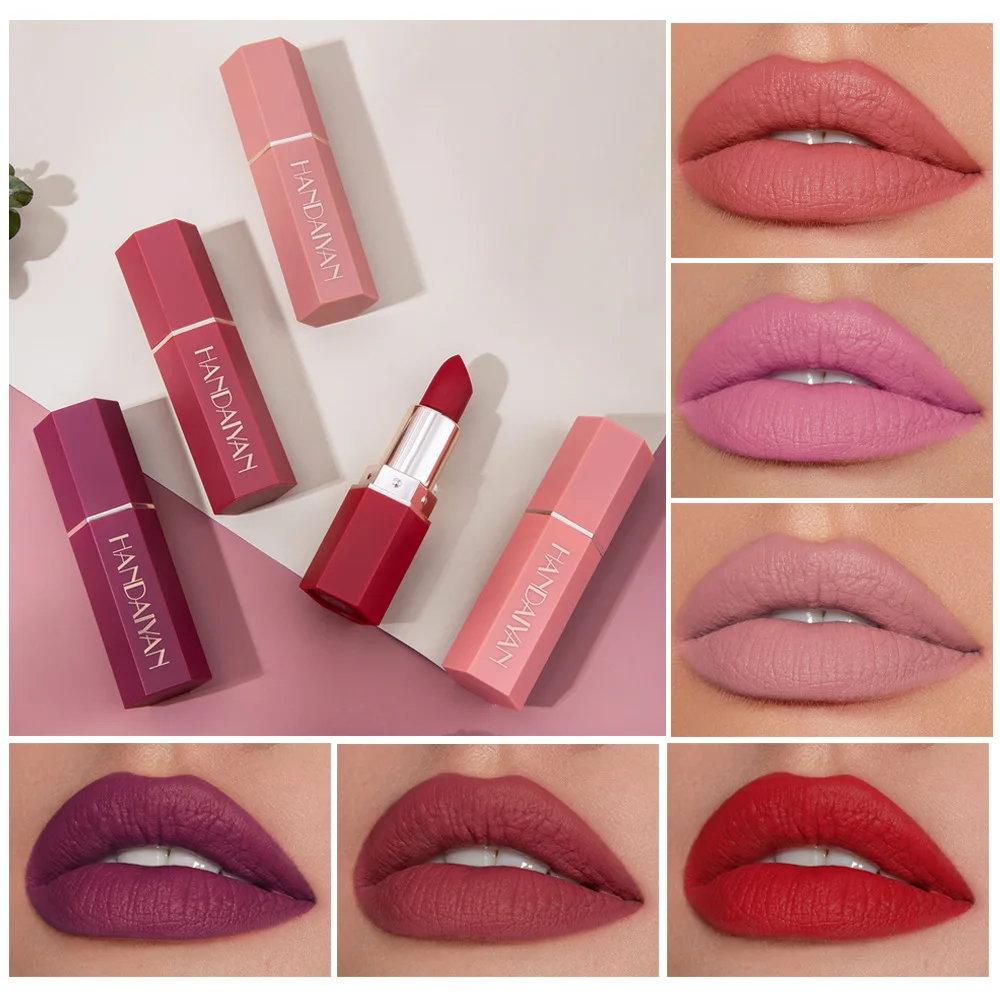 

6 Colors Makeup Matte Lipstick Waterproof Long Lasting Lip Stick Sexy Red Pink Velvet Nude Lipsticks Women Cosmetic