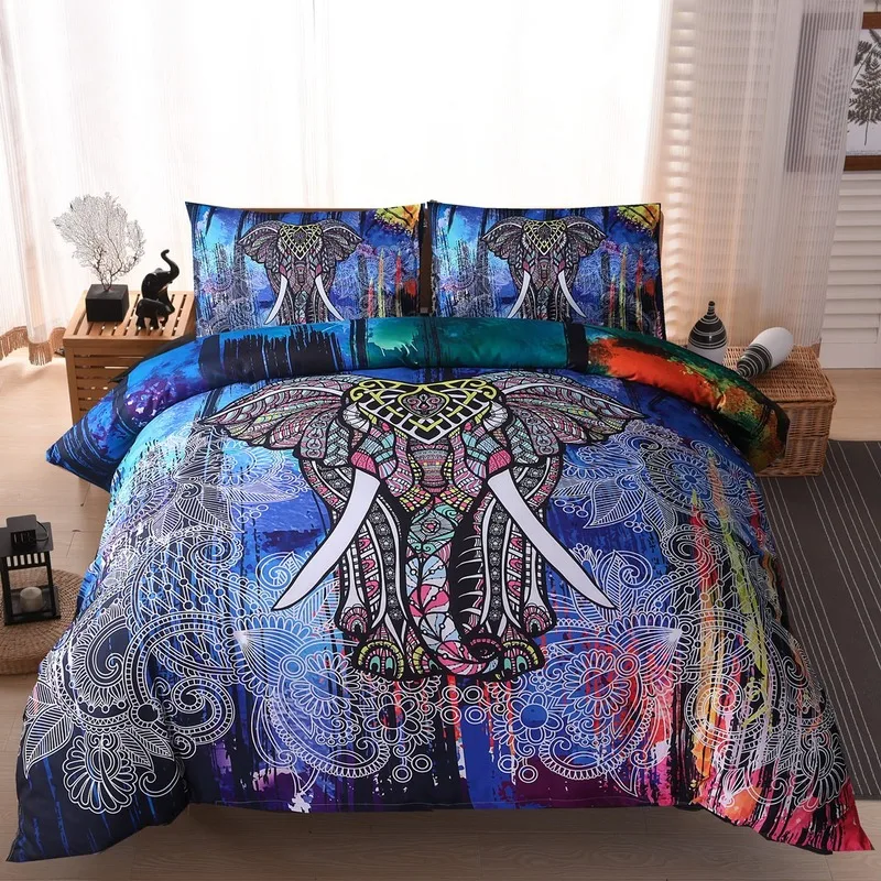 

Personality Creative Fashion Home Textile 3D National Wind Elephant Bedding Queen Bedding Set Home Queen Bedding Set