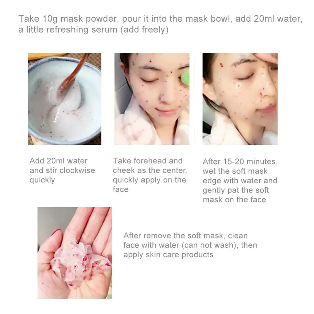 

Facial powder moisturizing moisturizing shrink pores whitening beauty salon equipment natural rose petal soft collagen mask