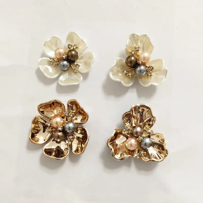 

10 шт. 38 мм Акриловые Сплав Имитация в виде ракушки белого цвета с цветами и жемчужинами для серьги аксессуары для одежды и волос "сделай сам" ...