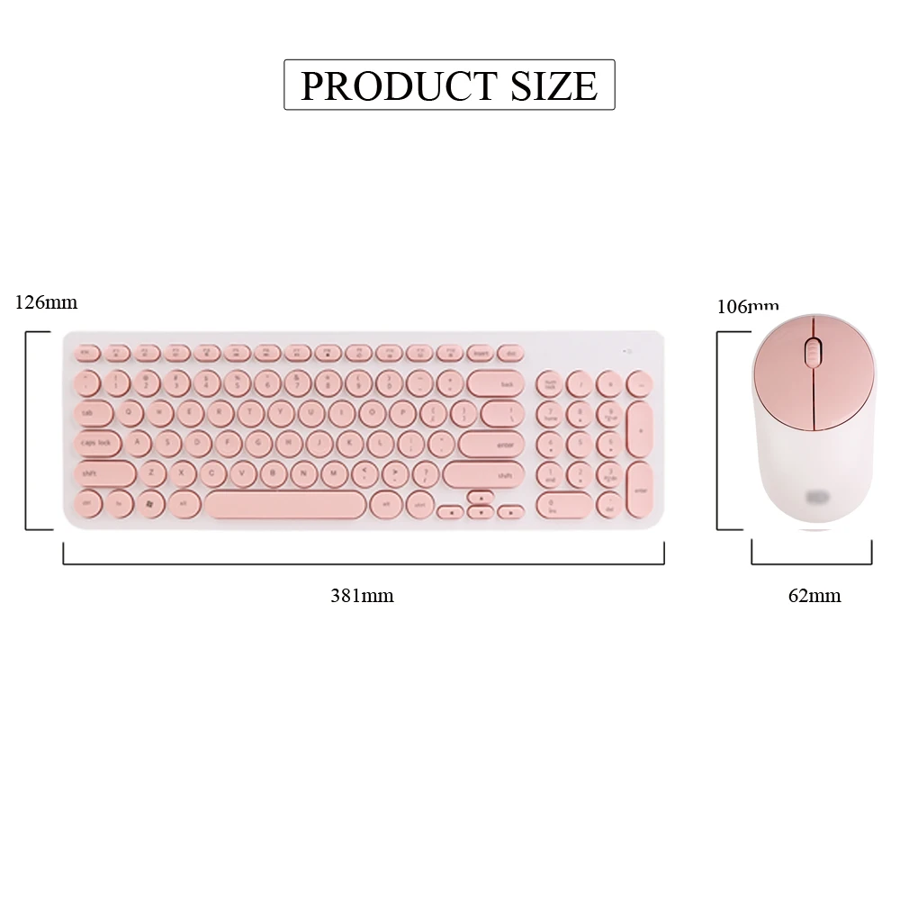 Женская Офисная Клавиатура без косточек комбинированная Милая Розовая Круглая