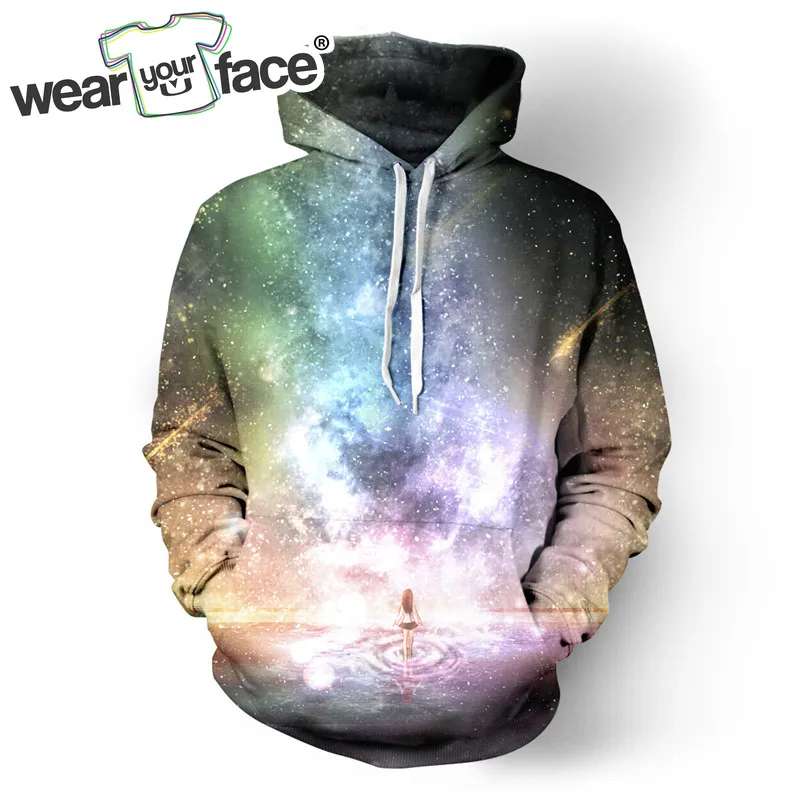 Девушка шагающая в сторону неба пляж 3D с принтом Crewneck толстовки хипстерская