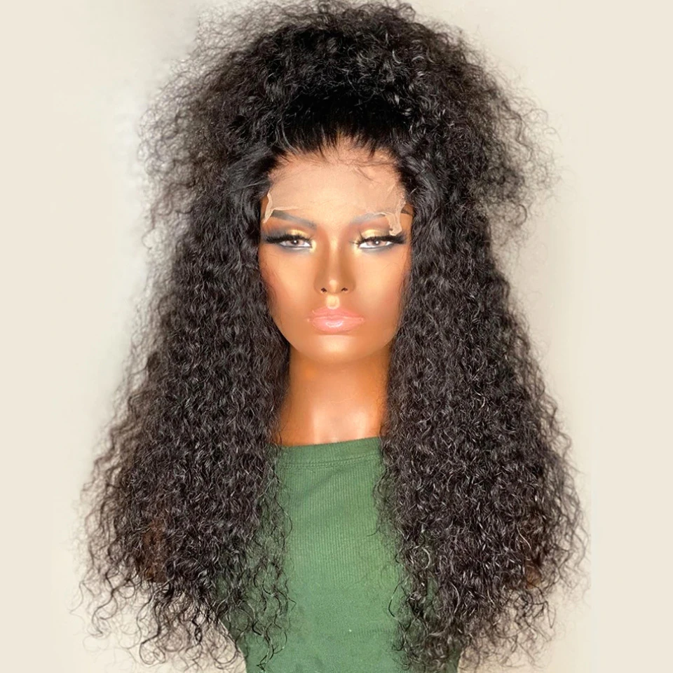 Плотность 180% длинные вьющиеся парики 26 дюймов бесклеевые на сетке спереди для