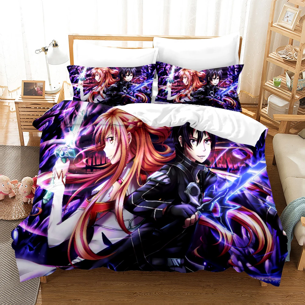 

Anime Sword Art Online High Quality 3D Printed Pattern Duvet Cover with Pillow Cover Bedding Set Anime Bed Set Bedroom Luxury