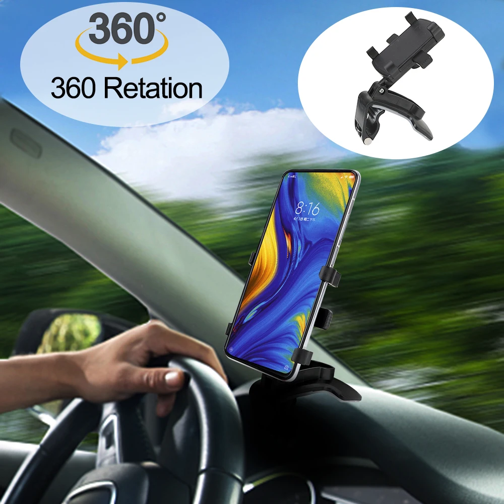 

Автомобильный держатель для телефона, фиксированный кронштейн, солнцезащитный козырек, зеркало, крепление на приборную панель, автомобильный держатель для телефона, универсальная подставка для GPS на 360 градусов
