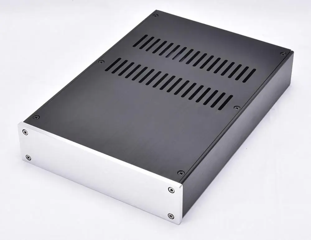 

W215 H55 D306 Aluminum Ventilated Holes Chassis Preamp Amplifier DAC Enclosure Silver Blank Panel Drill Power Box Headphone Case
