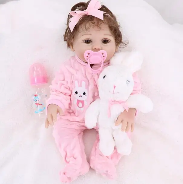 girl pink doll Близнецы мальчик девочка 44 см bebe Reborn Baby куклы все силиконовые куклы так красиво, как кукла живой ребенок в Бразилии детская игрушка подарок на день рождения - Цвет: girl pink doll