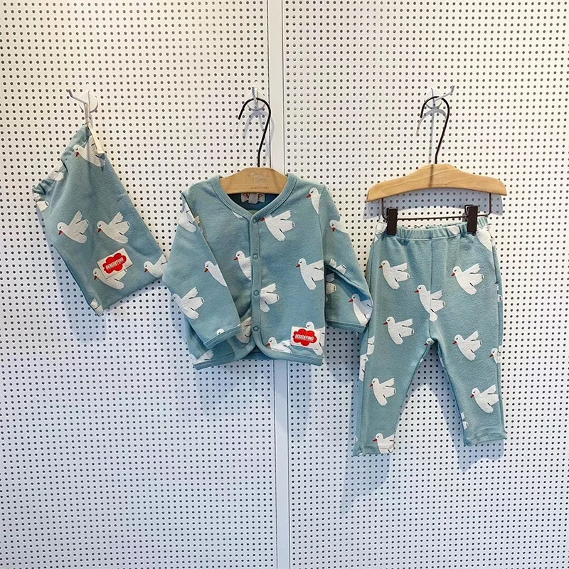 Корейские Детские пижамные комплекты Bebe De Pi* комплекты зимней одежды для сна с милым медведем для малышей комплекты одежды наивысшего качества для малышей брендовая одежда
